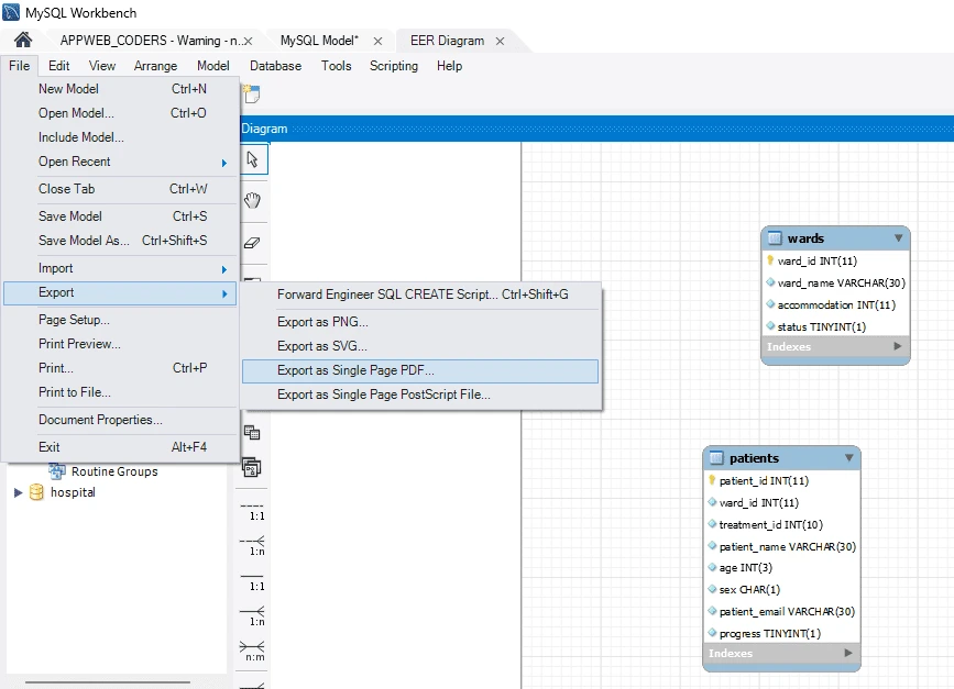 ER Diagram Export into PDF Appweb Coders