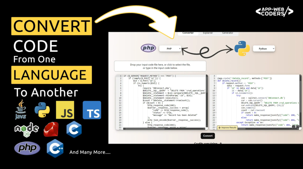 Home 17 CodeConvert AI - Convert code with a click of a button _ Appweb Coders